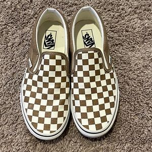 Womens mocha and white checkered vans